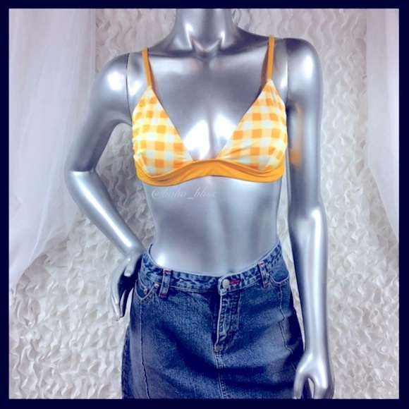 SOLID & STRIPED | Yellow & White Gingham Bikini Top NWT - Picture 3 of 9